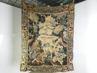 Wandtapijt met landschapsdecor in Gobelin-stijl – kavel bij De Kringwinkel, Heverlee