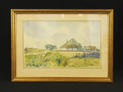 Ad Blok van der Velden (1913–1980) – aquarel "Texel", 1949 – kavel bij De Kringwinkel, Antwerpen