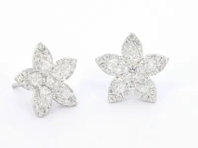Witgouden oorbellen met grote diamanten 1.64 carat – kavel bij Onlineveilingmeester