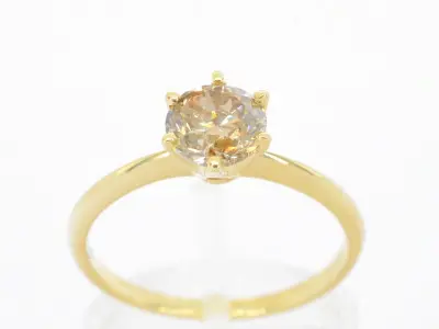 Gouden solitair ring met diamant – kavel bij Onlineveilingmeester