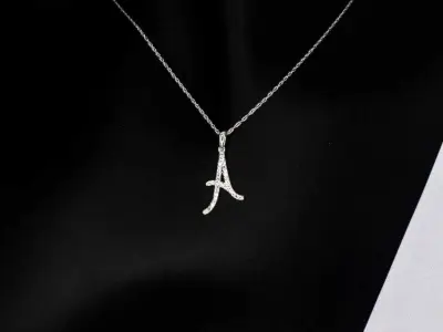 Hanger met echte natuurlijke diamanten in de letter A, excl. Ketting, excl. ketting – kavel bij Onlineveilingmeester