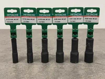 Hitachi dopsleutel-set met 1/4" bitopname 6-delig – kavel bij XL Auctions