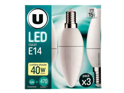 20x 20x U-LED kaars lamp E14 3-pack – kavel bij XL Auctions