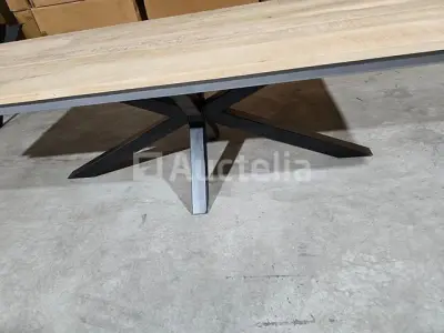 Nieuwe mangohouten tafel 300x100cm matrix metalen poot – kavel bij Auctelia, Meix-devant-Virton