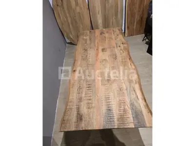 Nieuwe massief houten tafel, onregelmatige randen 300x100x3,8 cm hoogte 77 cm u-voet – kavel bij Auctelia, Meix-devant-Virton