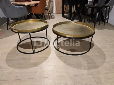Set van 2 nieuwe gouden metalen salontafels – kavel bij Auctelia, Meix-devant-Virton