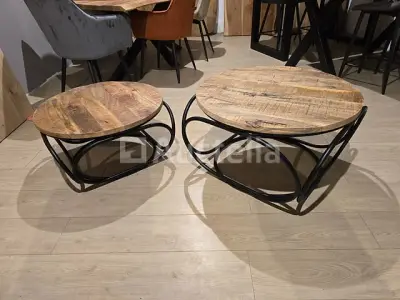 Set van 2 nieuwe salontafels van massief mangohout – kavel bij Auctelia, Meix-devant-Virton