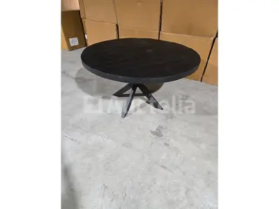 Nieuwe ronde tafel massief hout zwart 150x6x77cm – kavel bij Auctelia, Meix-devant-Virton