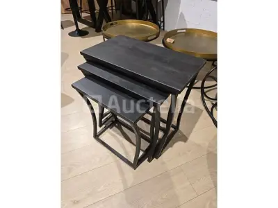 Set van 3 nieuwe massief houten salontafels in zwart – kavel bij Auctelia, Meix-devant-Virton