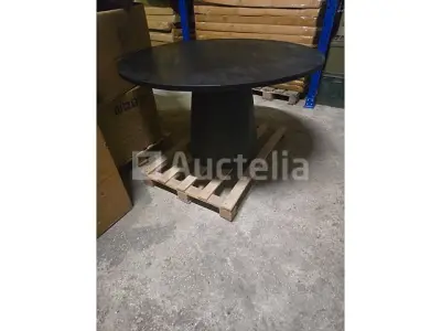 Nieuwe tafel, paddenstoel, massief mangohout zwart 130x77cm – kavel bij Auctelia, Meix-devant-Virton