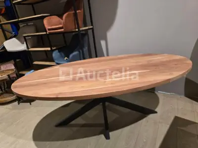 Nieuwe massief houten tafel acacia ovaal 240x120x3,8 cm hoogte 77 cm – kavel bij Auctelia, Meix-devant-Virton