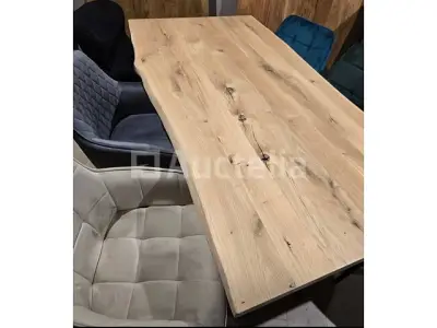 Nieuwe tafel, massief hout eikenhout en zwarte epoxy, 160x100x3,8 cm, hoogte 77 cm – kavel bij Auctelia, Meix-devant-Virton