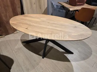 Nieuwe ovale massief houten tafel 210x100x3cm hoogte 77cm – kavel bij Auctelia, Meix-devant-Virton