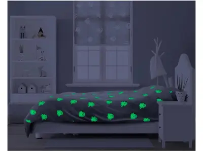 Dekbedovertrek Glow in the dark Spooky Grey 140 x 200/220 cm – kavel bij XL Auctions