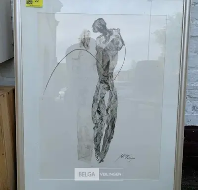 Expressieve tekening – kavel bij Belga Veilingen, Knokke