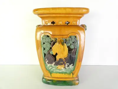 Decoratieve Aziatische keramische tuinkruk/bijzettafel – kavel bij De Kringwinkel, Heverlee