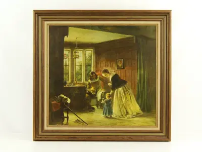Reproductie "The Cavalier's Return (the first steps)" – Richard Caton Woodville (1847) – kavel bij De Kringwinkel, Antwerpen