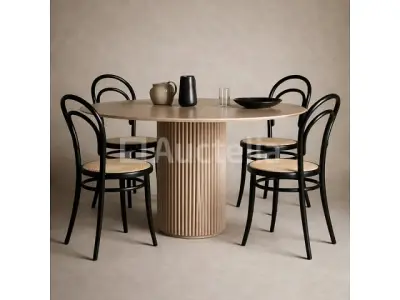Set van 4 THONET-stoelen zwart hout - natuurlijke rotan zitting – kavel bij Auctelia, Courcelles