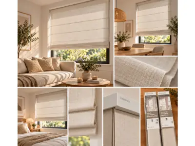 2x INTE Roman Blind DL Plain Luxury Cream 80x220cm – kavel bij XL Auctions