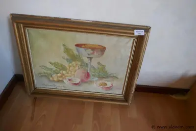 Oud aquarel op doek – kavel bij Vlavem