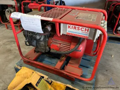 Stroomgenerator KIRSCH 9 BSVE, bouwjaar 2008, 7.2 kW, 230/400 V, 3 fasen, serienummer 11420. Werking niet gekend – kavel bij Appelboom