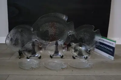 Glazen visvormige schalenset 9 stuks – kavel bij GSD Auctions, Zoeterwoude
