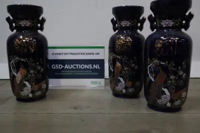 set vintage kobaltblauwe porseleinen vazen – kavel bij GSD Auctions, Zoeterwoude