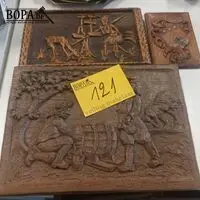 Houten wanddecoratie. 3 stuks – kavel bij BOPA Auctions, Ieper