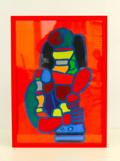 Ivan Vander Vliet - “Standbeeld” - gouache, vroeg werk 2005 – kavel bij De Kringwinkel, Antwerpen