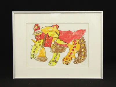 Abstracte grafische print van een roofdier - Tivolishop – kavel bij De Kringwinkel, Antwerpen