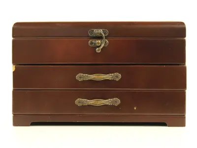 Houten sieradenkistje met fotolijst en laden – kavel bij De Kringwinkel, Antwerpen