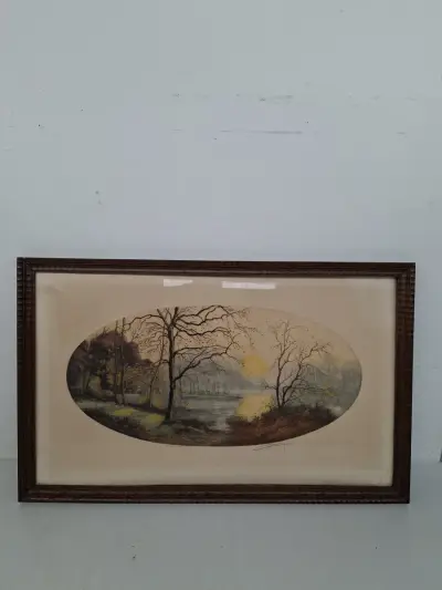J. Labrador – Originele Kleurenets & Aquatint "Coucher de Soleil" – Handgesigneerd & Epreuve d'Artiste – kavel bij De Kringwinkel, Waardamme