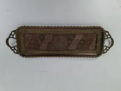 Prachtig Vintage Koperen Dienblad – Handgegraveerd – Made in India – Eyecatcher! – kavel bij De Kringwinkel, Waardamme