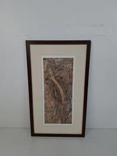 Originele Gekleurde Ets "The Hotel 'Butterfly' & Waiter" – Nicolay (1955) – kavel bij De Kringwinkel, Waardamme