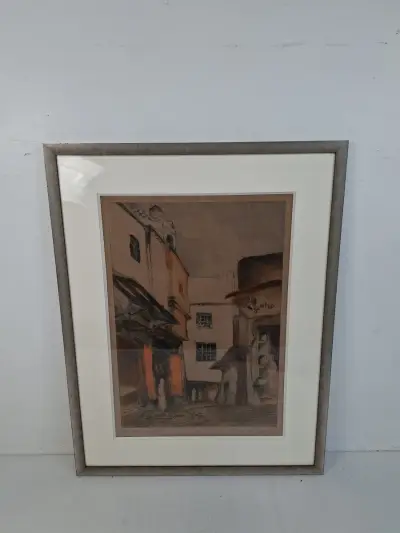 Originele Kleurenets 'Dans la Casbah – Alger' (Jean Van Den Bossche, 1937) – Gelimiteerde Oplage – kavel bij De Kringwinkel, Waardamme