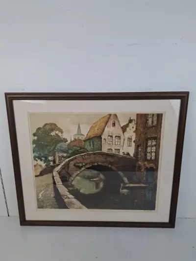 Kleurenets 'Gezicht op Brugge' – Gelimiteerde Oplage (Alfred van Neste, 1874-1969) – kavel bij De Kringwinkel, Waardamme
