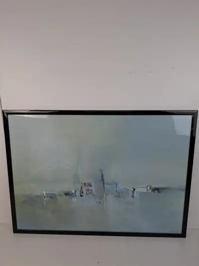 Groot Abstract Maritiem Schilderij – Gesigneerd Benno Penzo– Ingelijst (94 x 69 cm) – kavel bij De Kringwinkel, Waardamme