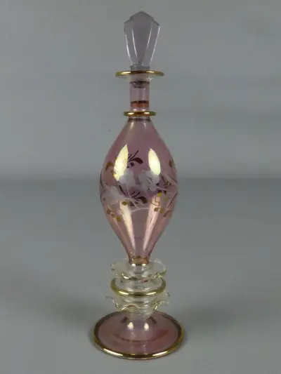 Decoratieve glazen parfumfles met gouden accenten – kavel bij De Kringwinkel, Diest