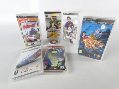 Set van 6 PSP-spellen met hoes en handleiding – kavel bij De Kringwinkel, Heverlee