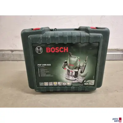 Oberfräse Bosch POF 1400 ACE mit Werkzeugkoffer – kavel bij Justiz-Auktion, Brandenburg an der Havel