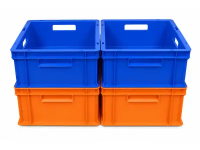 Set van 4 Kunststof Opbergbakken – Blauw & Oranje – kavel bij XL Auctions