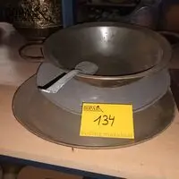 Tinnen schalen en lepel. 4 stuks – kavel bij BOPA Auctions, Ieper