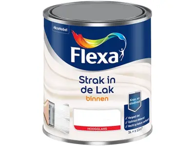 4x Strak in de lak binnenlak hoogglans - 1 L, Flexa – kavel bij Onlineveilingmeester