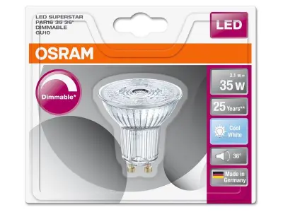 5x PAR16 LED-lamp 4000 K 3,1 W GU10, Osram, superstar, koel wit – kavel bij Onlineveilingmeester