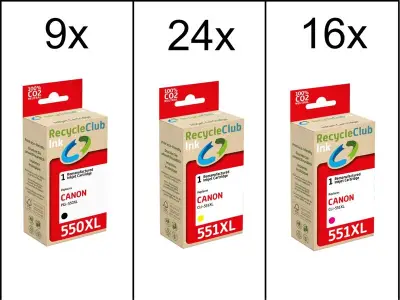 Ca. 49x Inktcartridges voor Canon PGi-550XL en PGi-551XL, RecycleClub – kavel bij Onlineveilingmeester