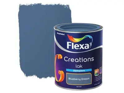 2x Lak zijdeglans, Flexa, creations, blueberry dream, 750 ml – kavel bij Onlineveilingmeester