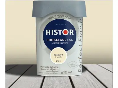 5x Lak hoogglans 0.25 liter, Histor, perfect finish, roomwit – kavel bij Onlineveilingmeester