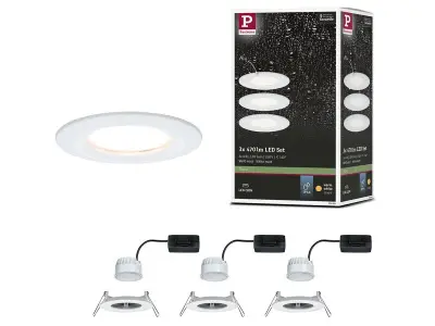 3x LED-inbouwlamp IP44 rond 78 mm, Paulmann, nova coin, wit mat – kavel bij Onlineveilingmeester