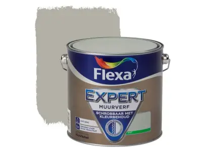 4x Muurverf mat, Flexa, expert, kiezelgroen, 2,5 liter – kavel bij Onlineveilingmeester