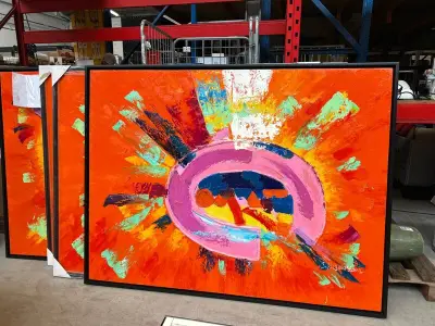 4x S. Rasmussen ‘Power of Colour’ origineel olieverfschilderij op doek – kavel bij Onlineveilingmeester, Hoogeveen